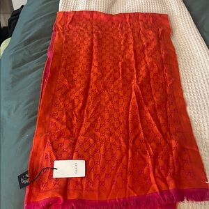 Gucci Vibrant Orange and Pink Shawl